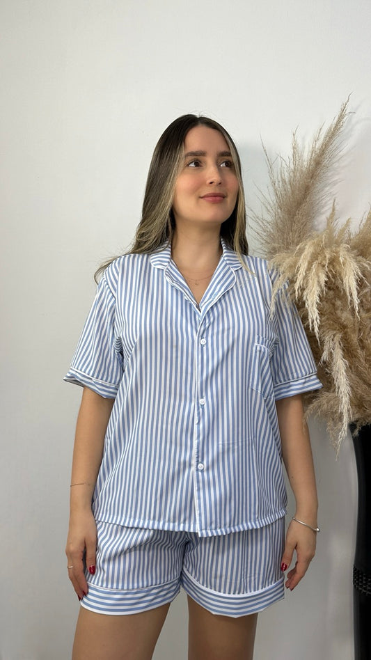PIJAMA SUENNA | SHORT CAMISA BOTONES