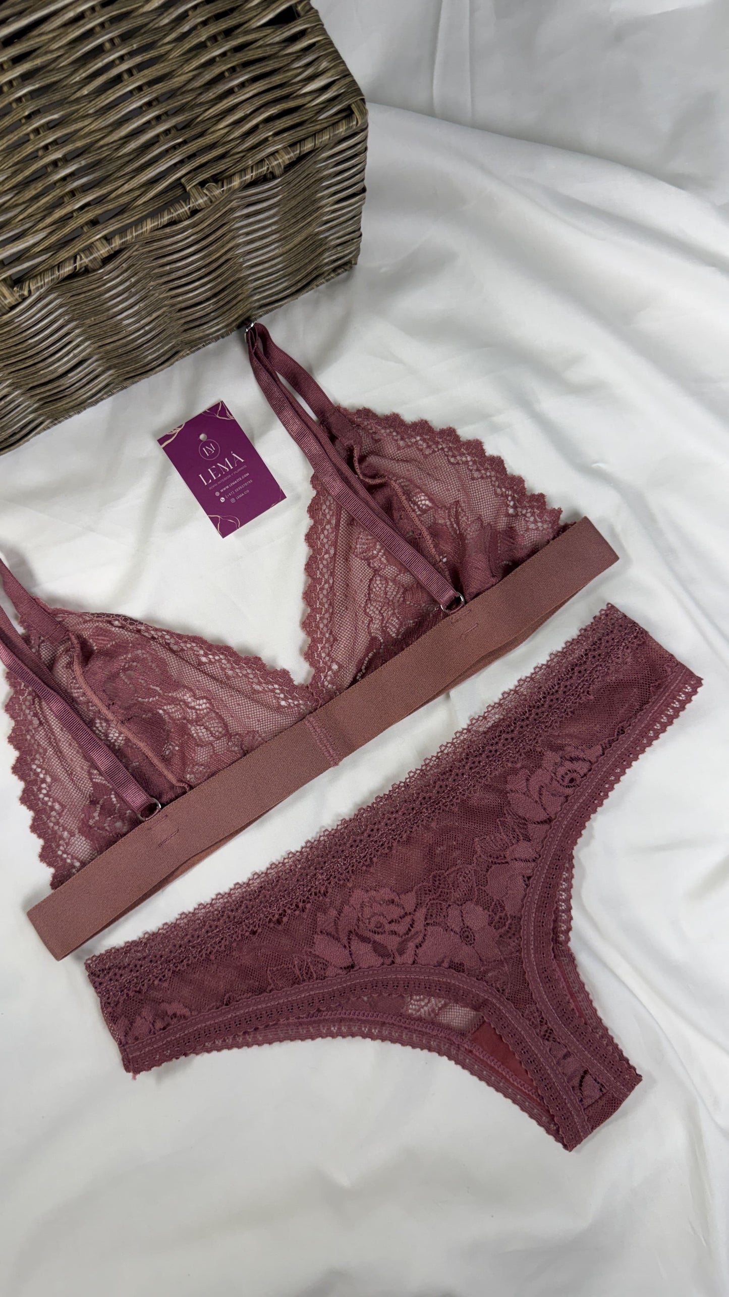 CONJUNTO LENCERIA EN ENCAJE | ROSA OSCURO 661