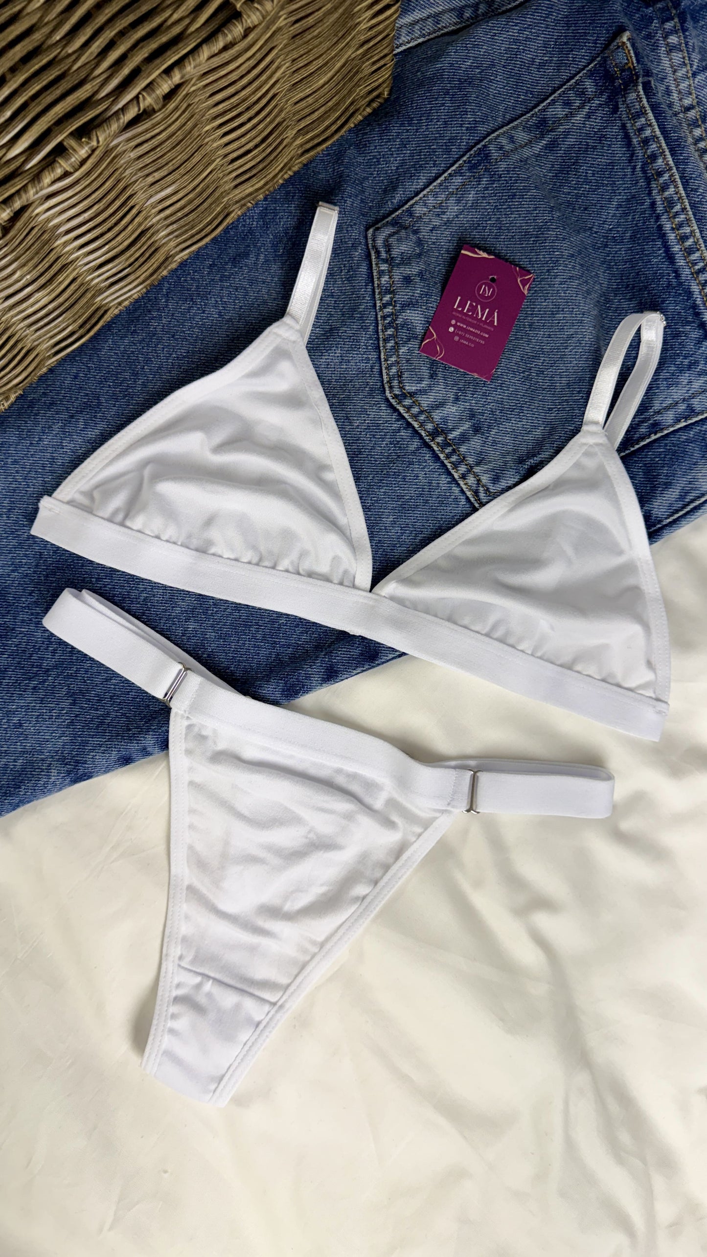 CONJUNTO LENCERIA EN ALGODON | HILO BLANCO 673