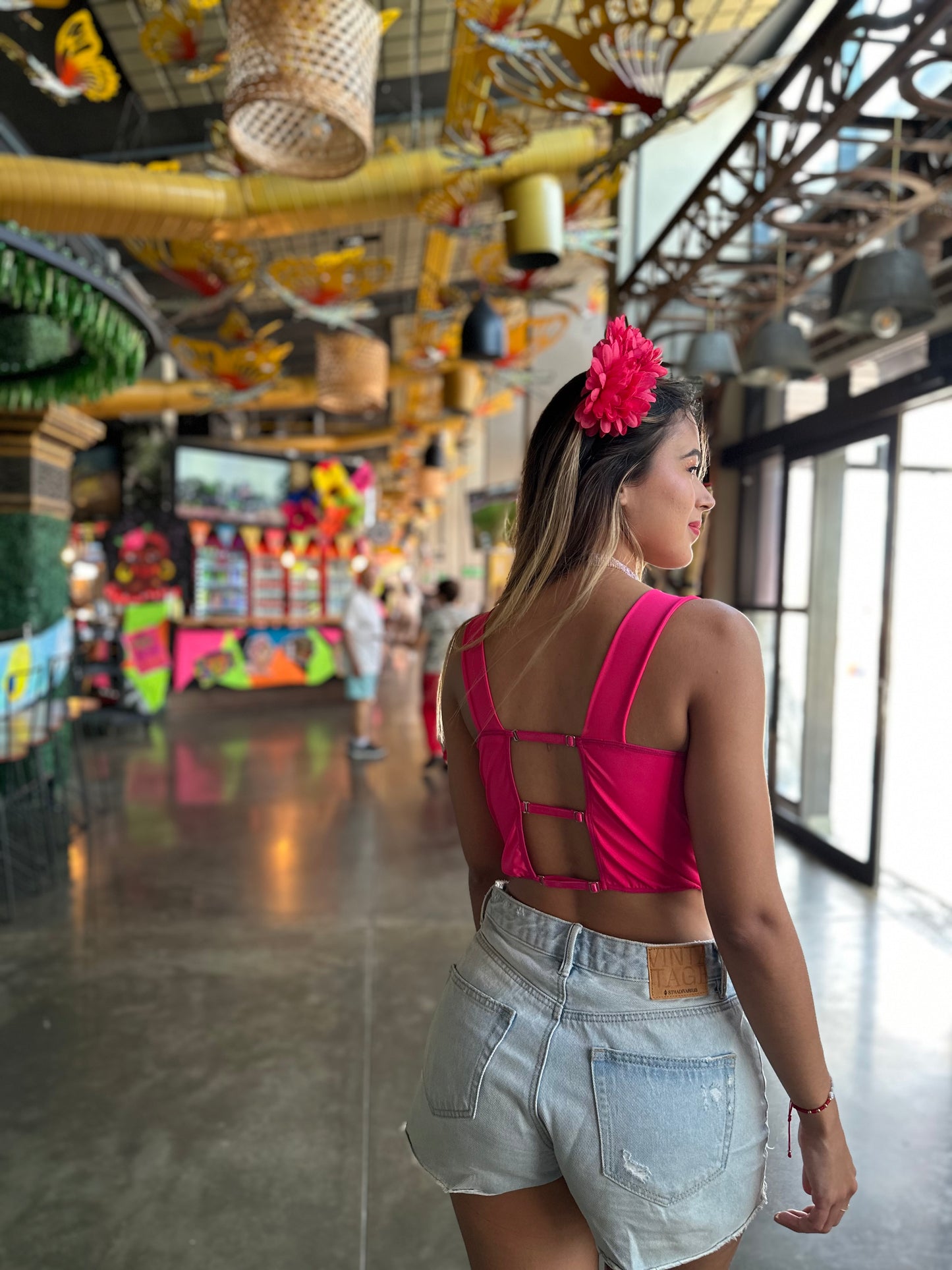 Corset / Top con realce Fucsia Neón