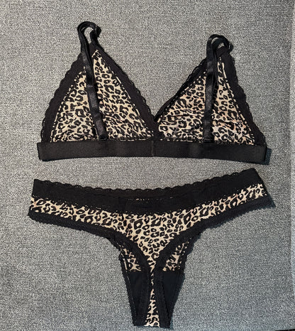 Conjunto Básico Lencería Tanga Leopardo 536