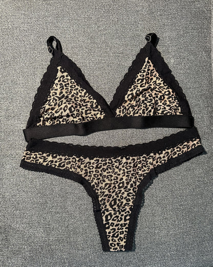 Conjunto Básico Lencería Tanga Leopardo 536