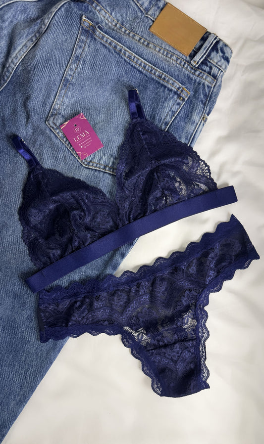 CONJUNTO LENCERIA EN ENCAJE | AZUL 659