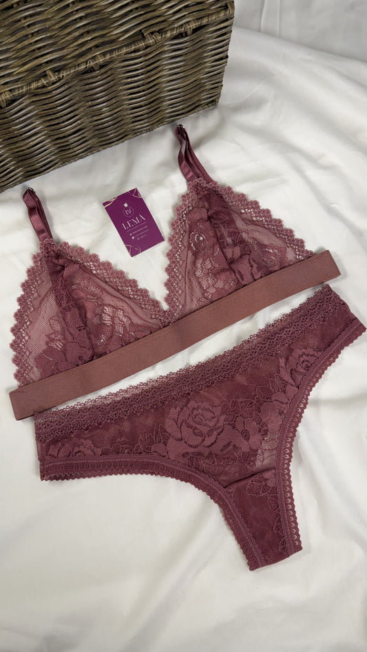 CONJUNTO LENCERIA EN ENCAJE | ROSA OSCURO 661
