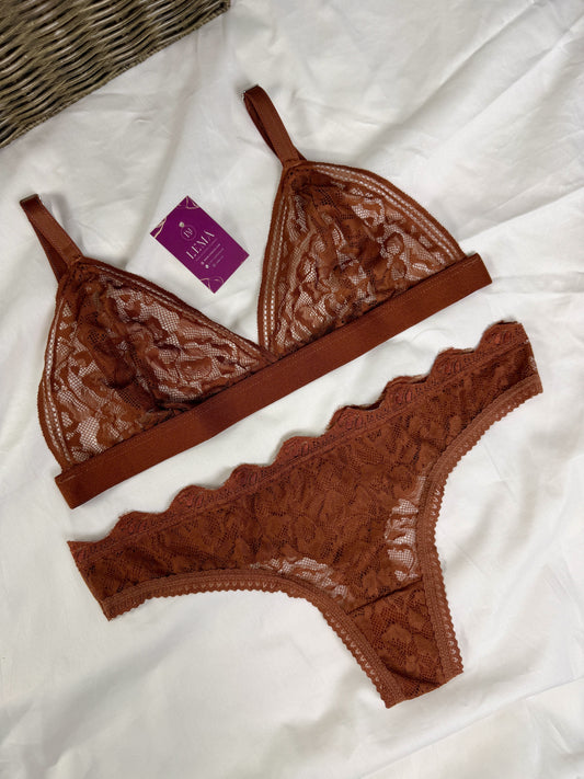 CONJUNTO LENCERIA EN ENCAJE | TERRACOTA 662