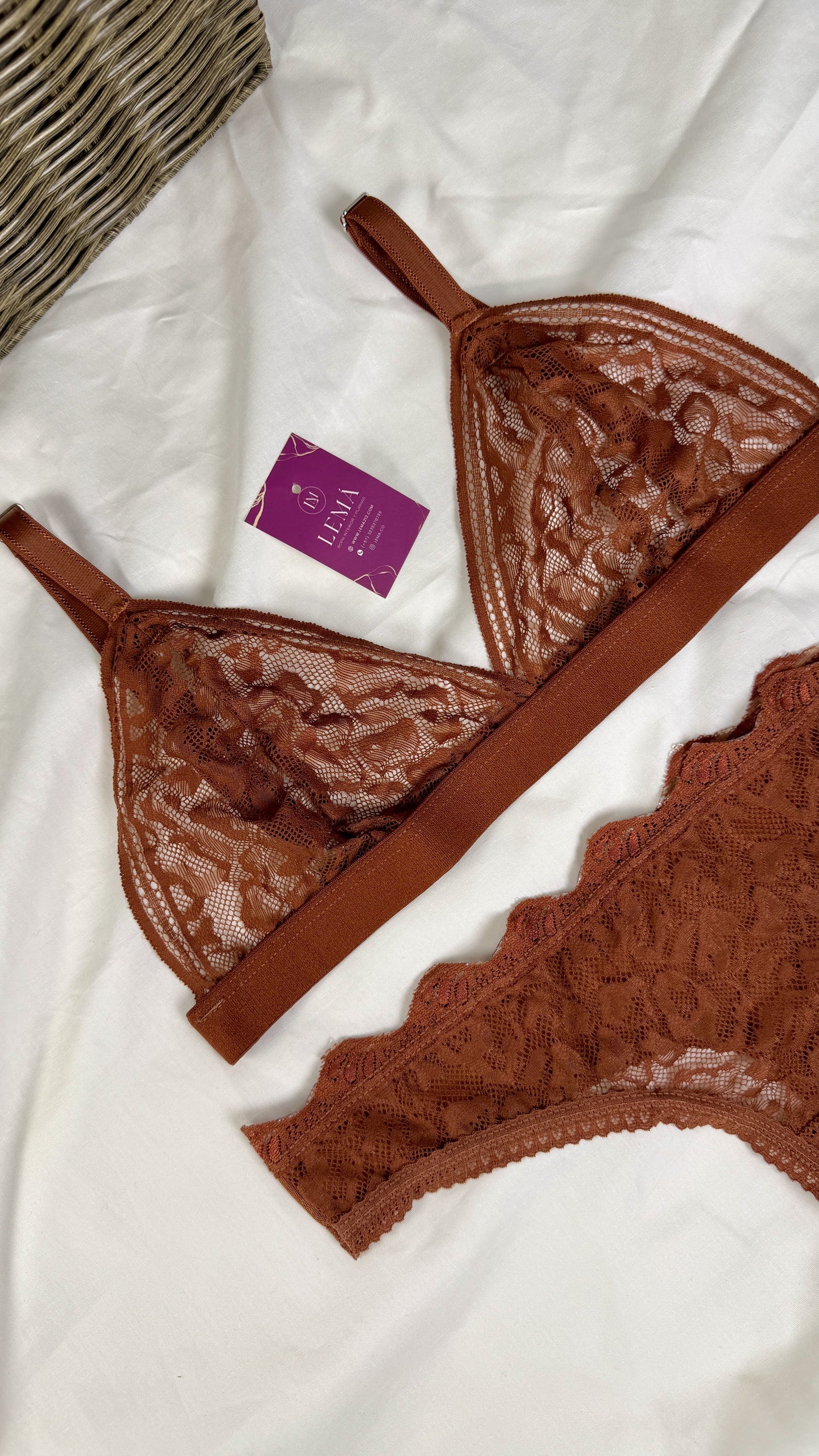 CONJUNTO LENCERIA EN ENCAJE | TERRACOTA 662