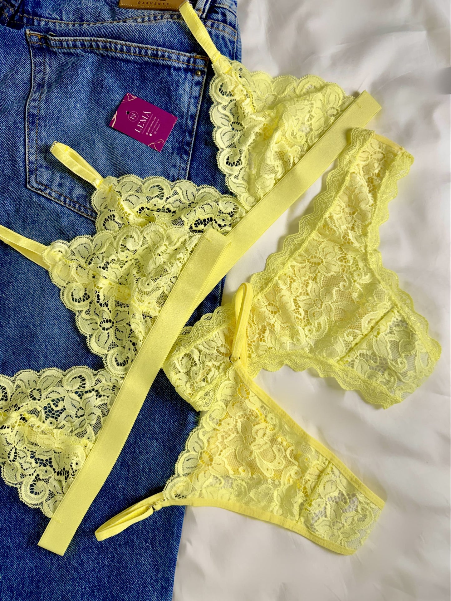CONJUNTO LENCERIA EN ENCAJE | AMARILLO 667