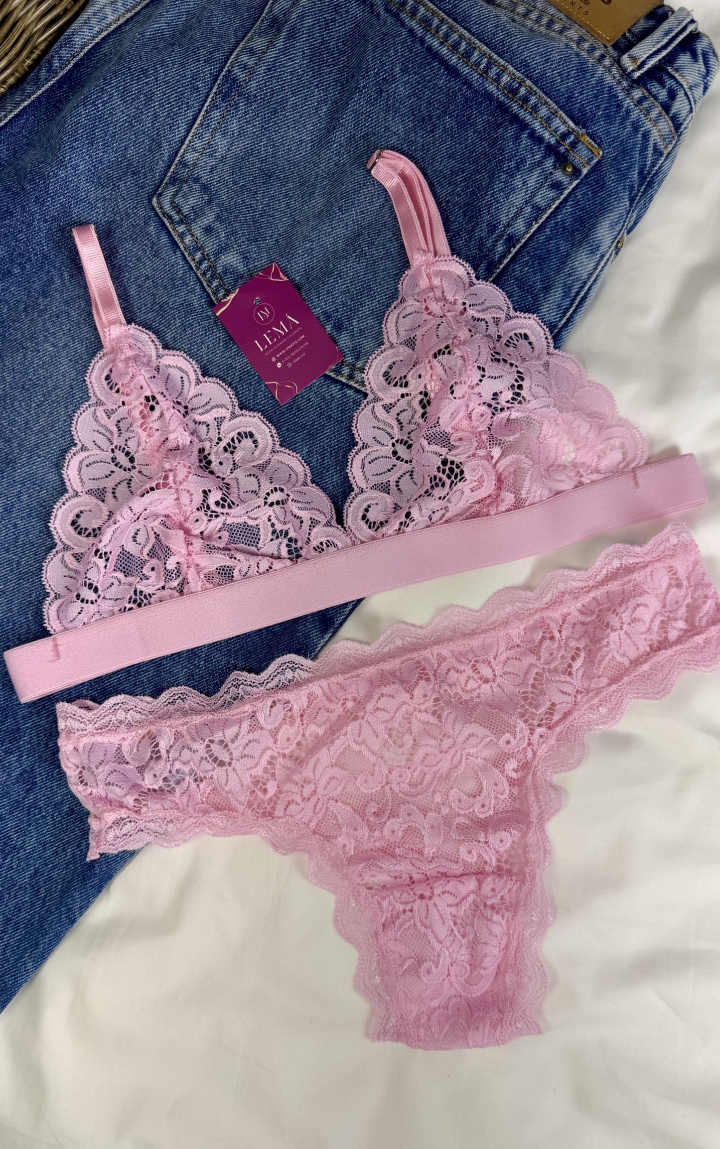 CONJUNTO LENCERIA EN ENCAJE | ROSA 668