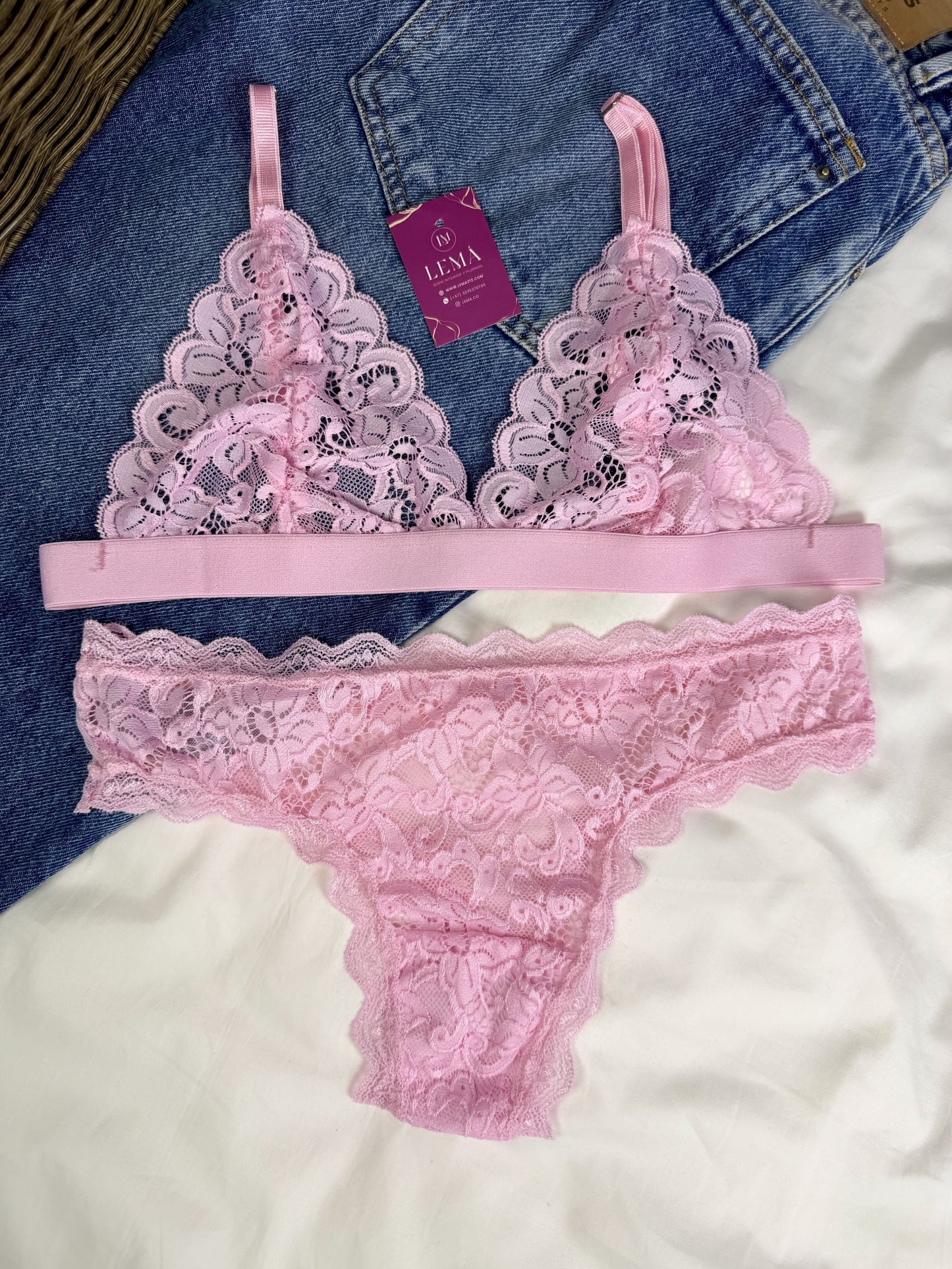 CONJUNTO LENCERIA EN ENCAJE | ROSA 668