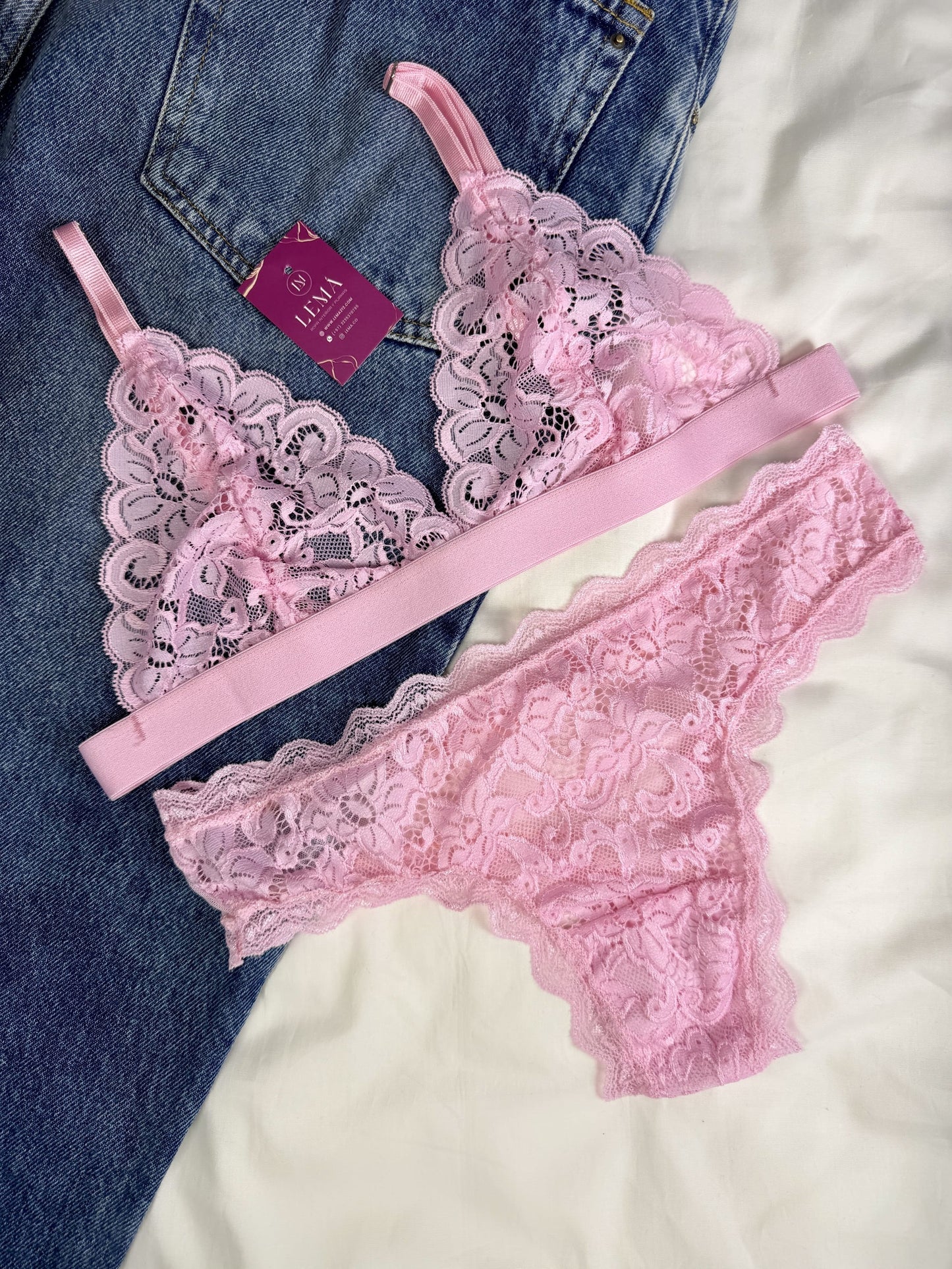 CONJUNTO LENCERIA EN ENCAJE | ROSA 668