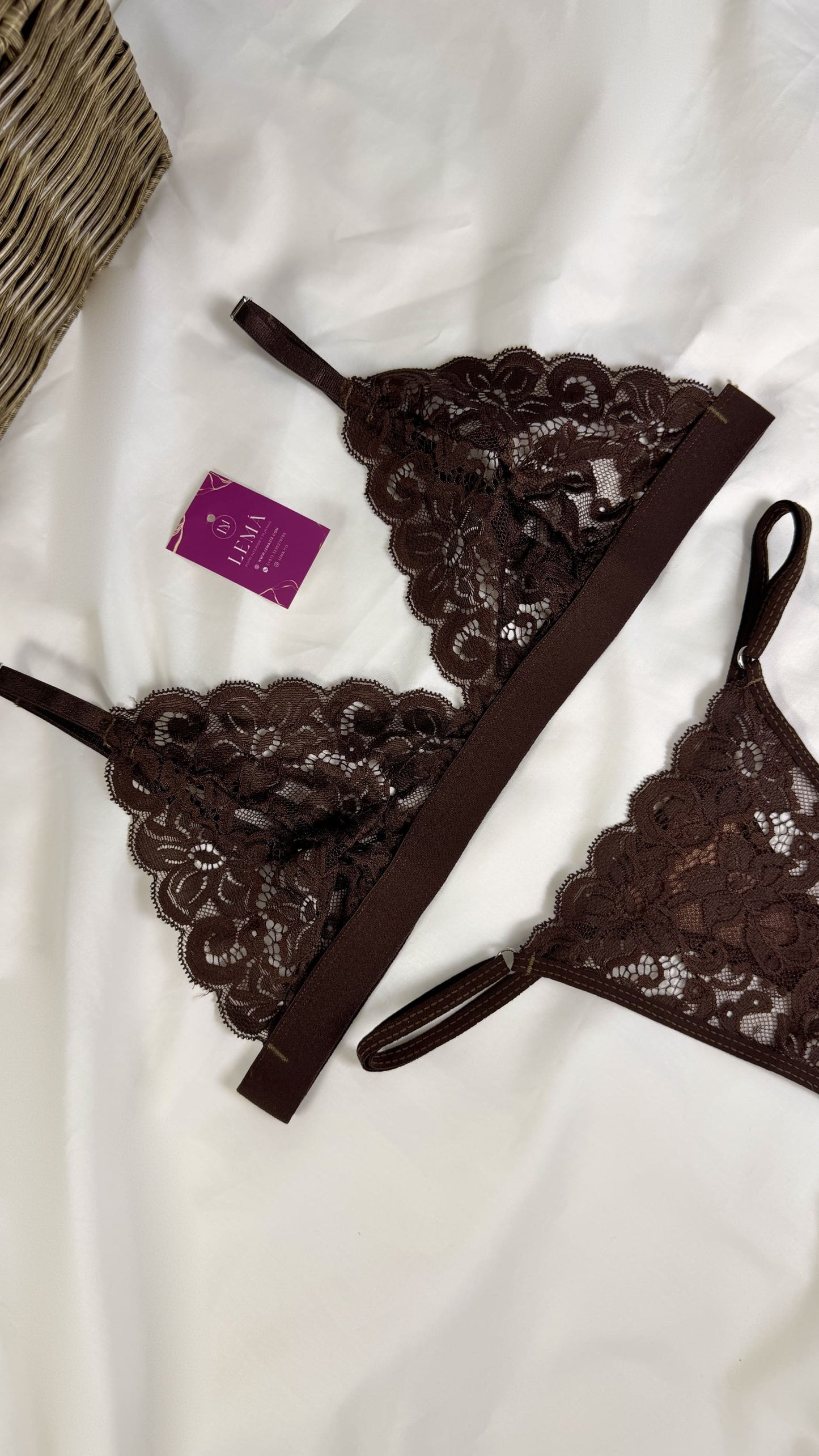 CONJUNTO LENCERIA EN ENCAJE | HILO MOCCA 671