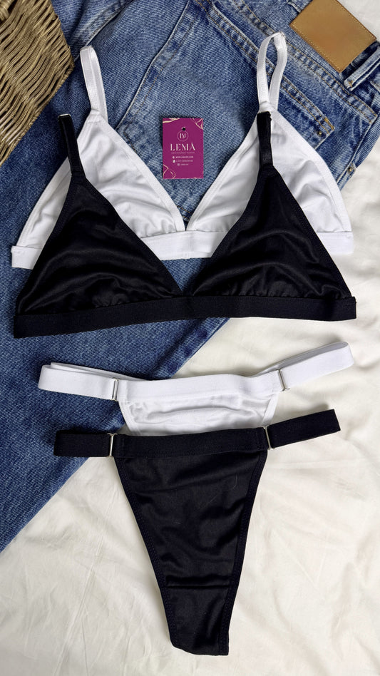 CONJUNTO LENCERIA EN ALGODON | HILO NEGRO 672