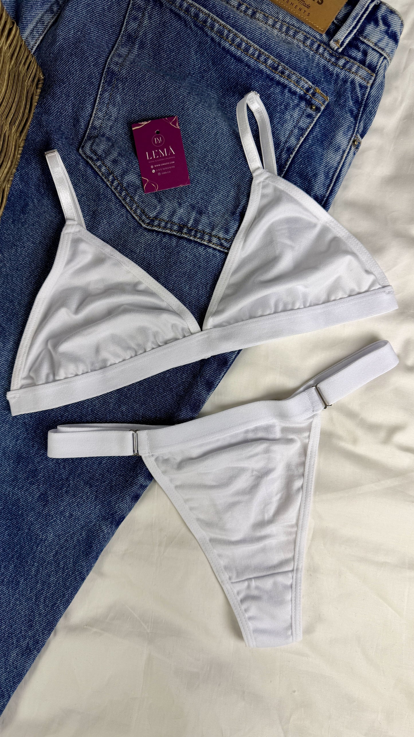 CONJUNTO LENCERIA EN ALGODON | HILO BLANCO 673