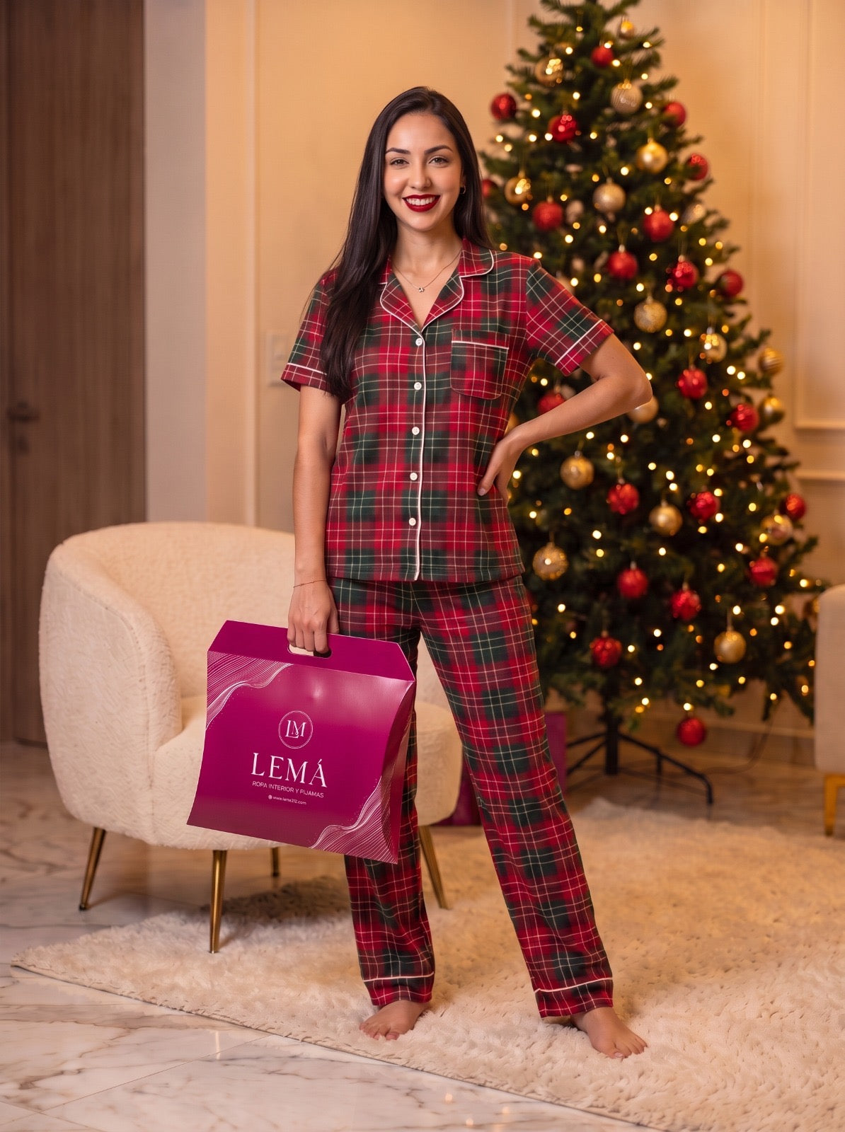 PREVENTA PIJAMAS NAVIDAD | TRINEO VINO PANTALON LARGO