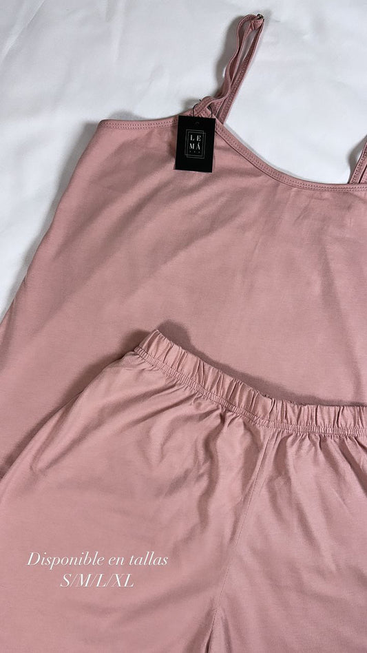 Pijama Tiras Short | Algodón Rosa