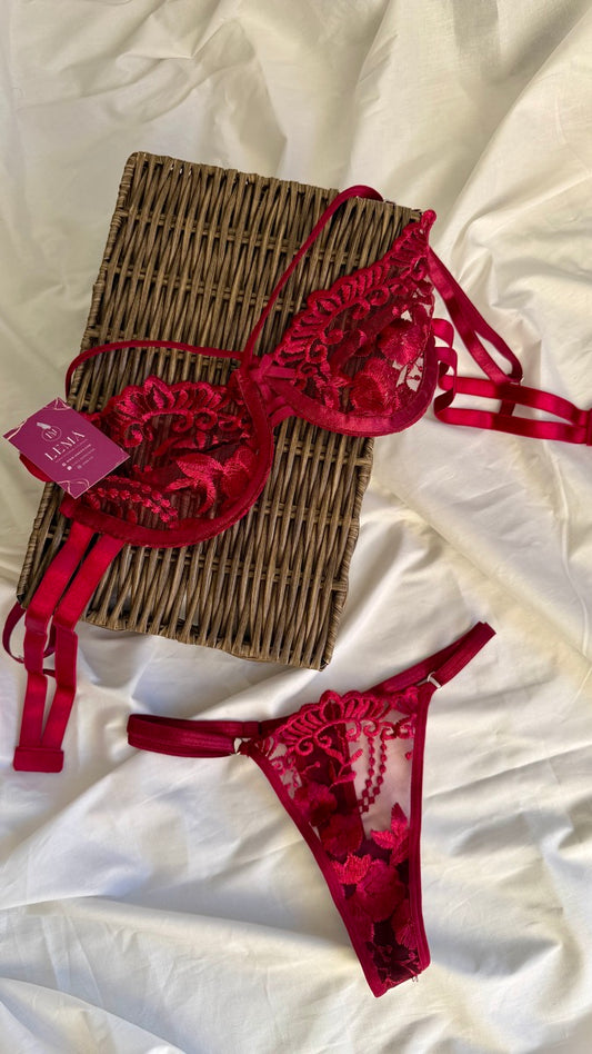 CONJUNTO DE LENCERIA CON REALCE | CLOE VINO