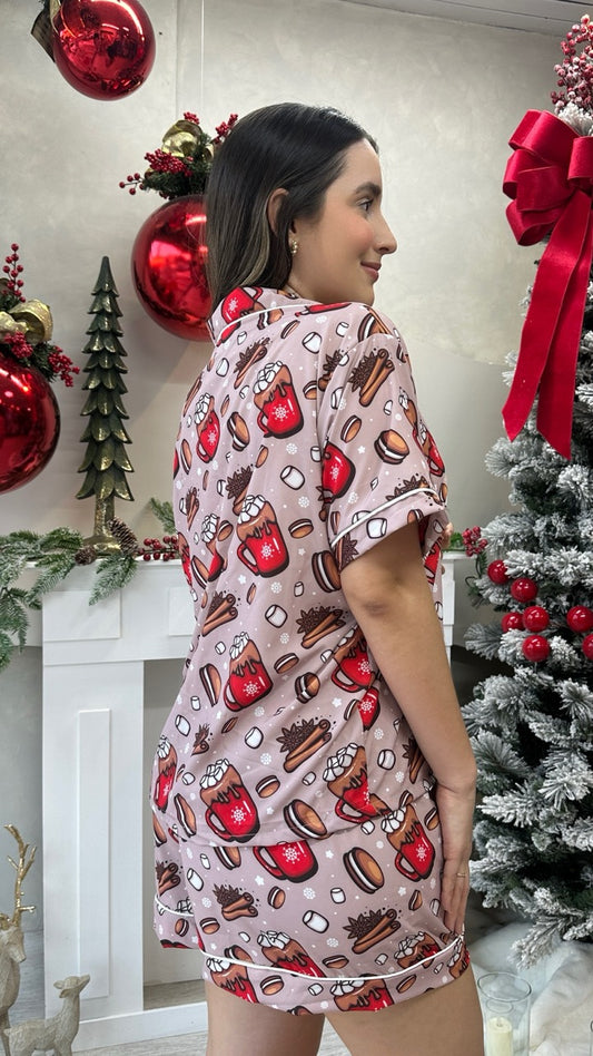 PIJAMA NAVIDAD COFFE | SHORT