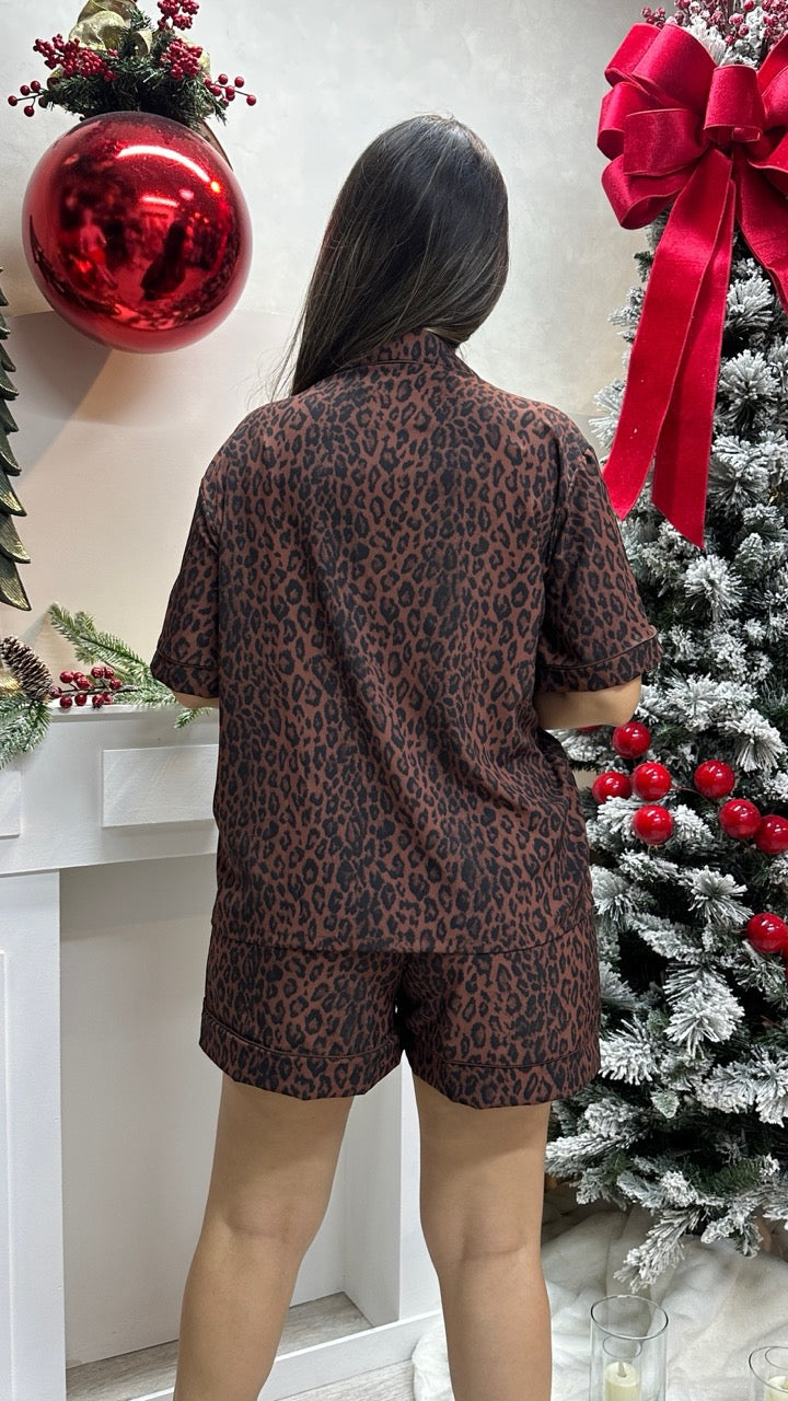 PIJAMA ANIMAL PRINT | SHORT CAMISA BOTONES