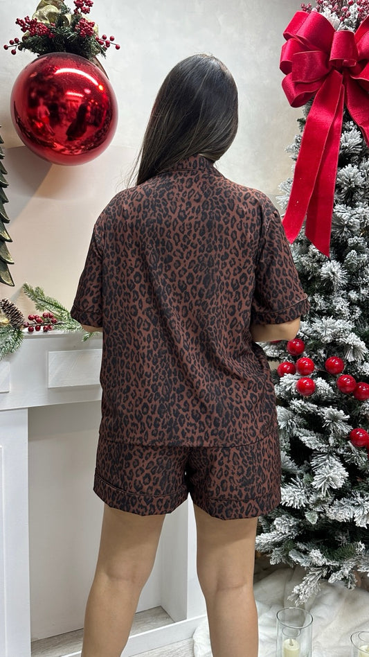 PIJAMA ANIMAL PRINT | SHORT CAMISA BOTONES
