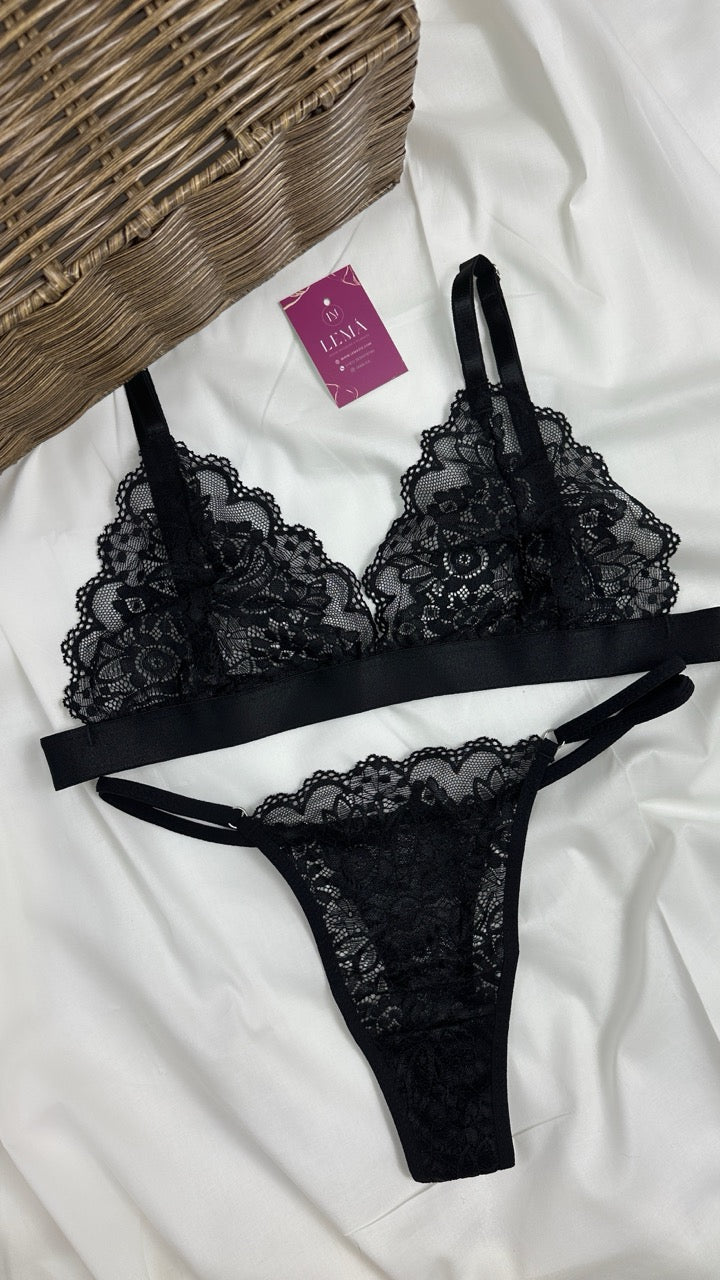 Conjunto Básico Lencería Negro | 653