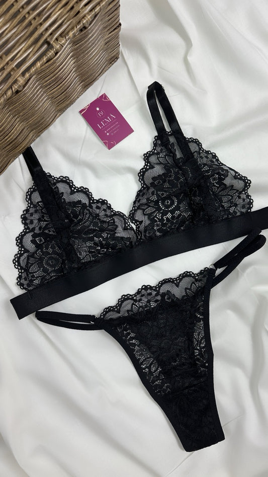 Conjunto Básico Lencería Negro | 653