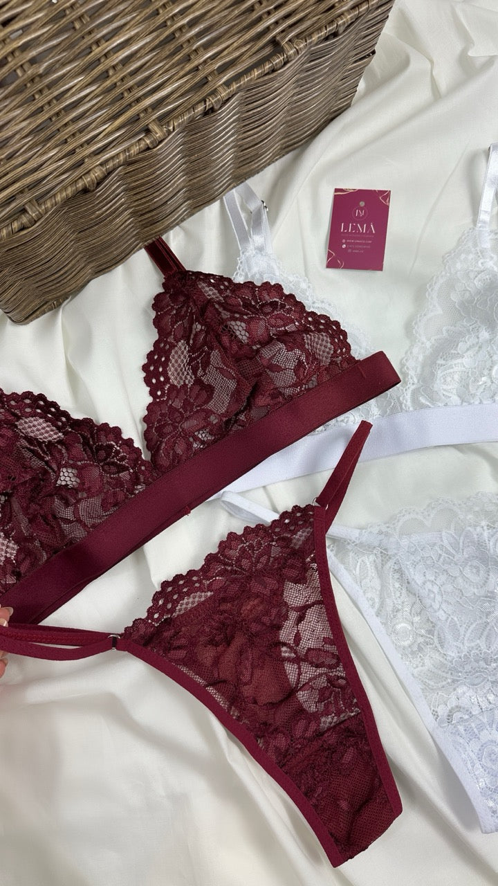 Conjunto Básico Lencería Vino | 651