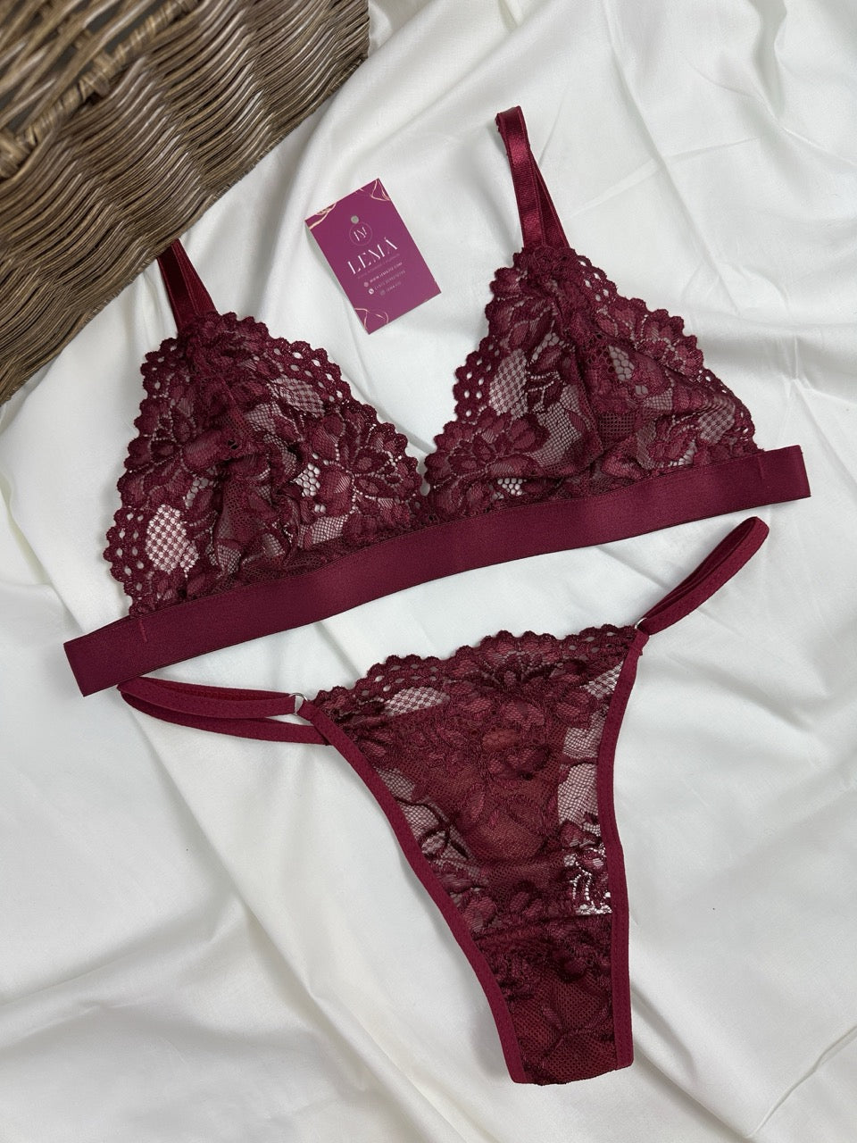Conjunto Básico Lencería Vino | 651