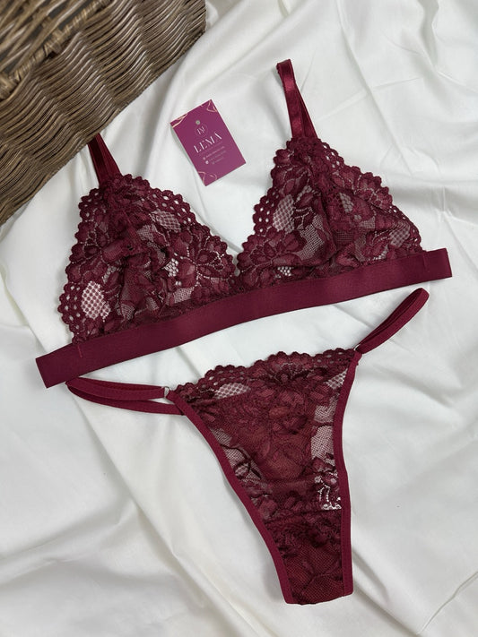 Conjunto Básico Lencería Vino | 651