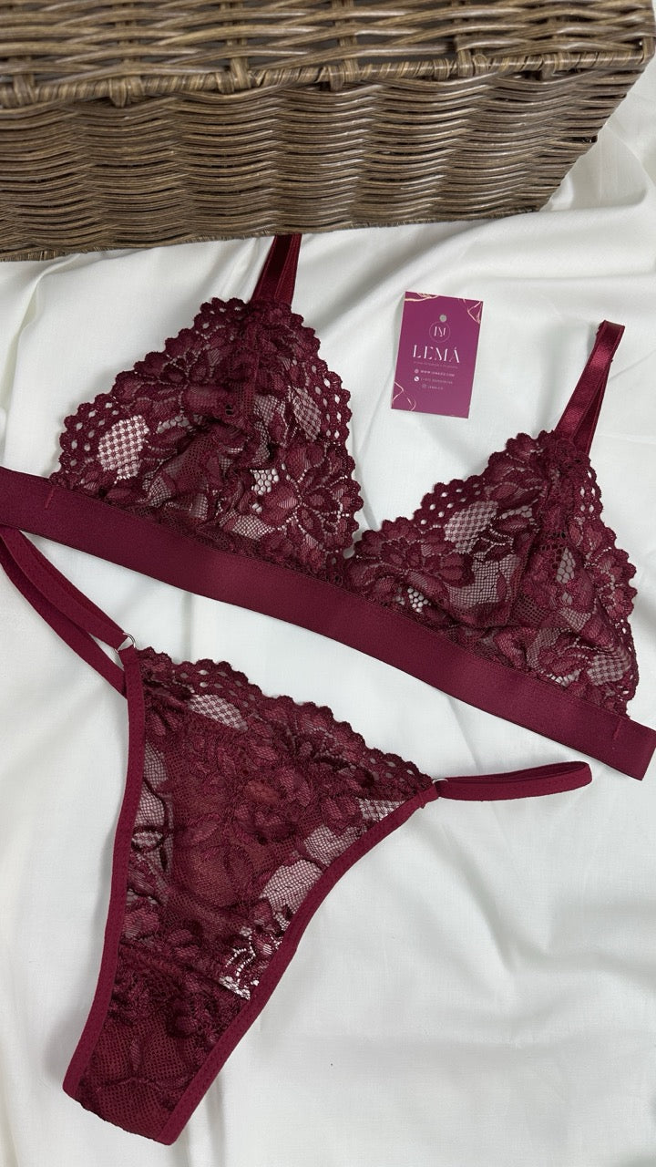 Conjunto Básico Lencería Vino | 651