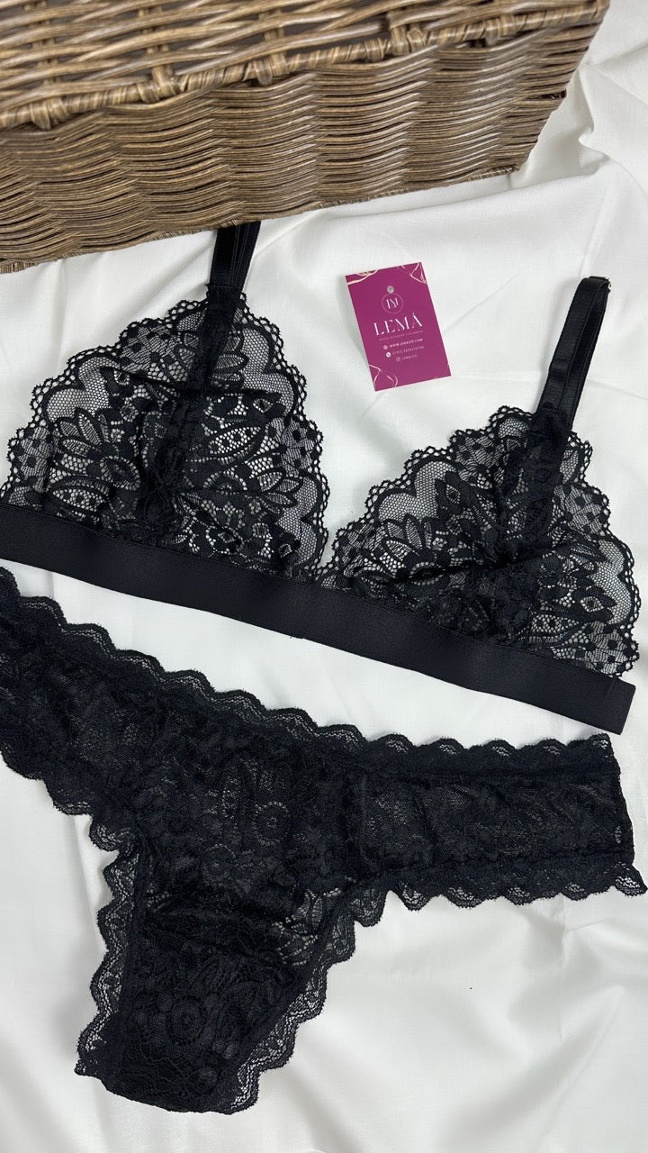 Conjunto Básico Lencería Negro | 654