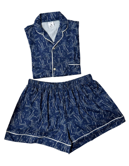 PIJAMA EN ALGODON SHORT | AZUL
