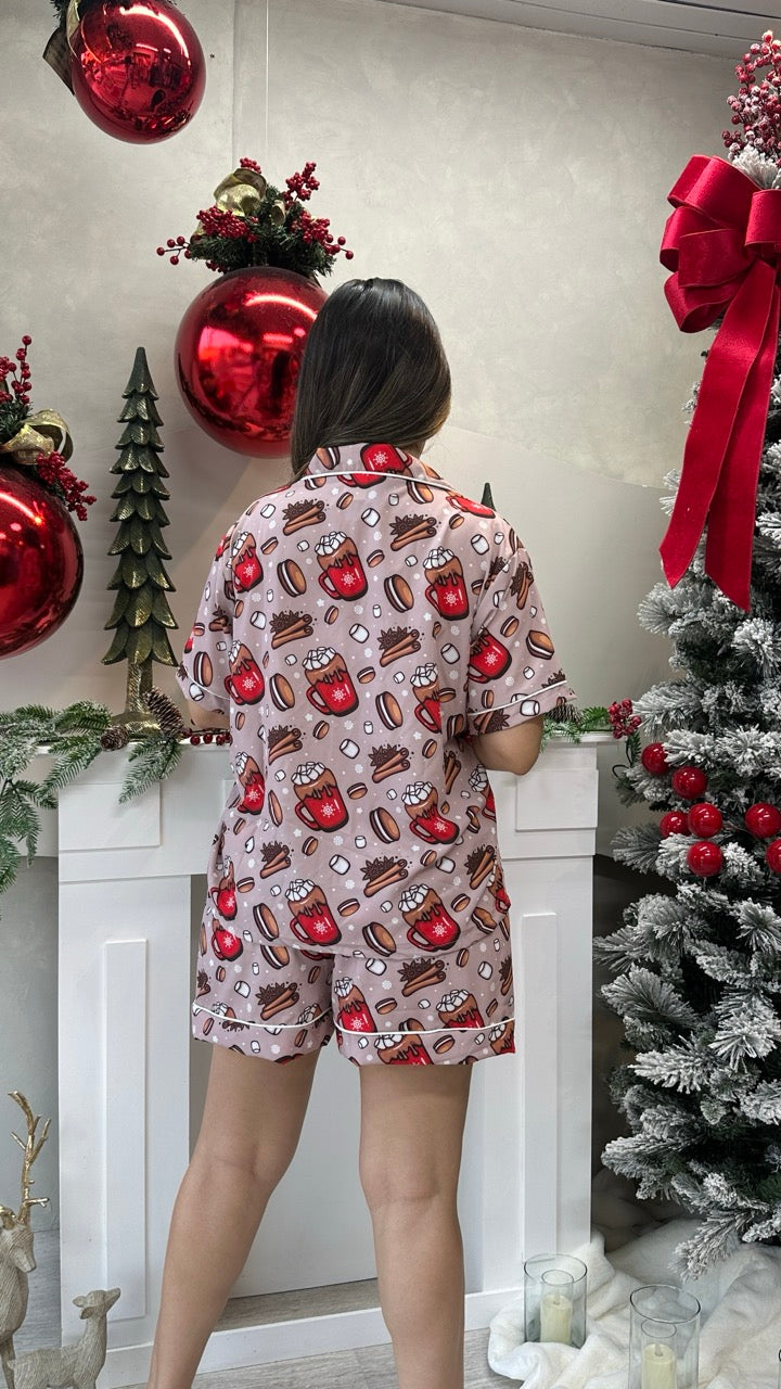 PIJAMA NAVIDAD COFFE | SHORT