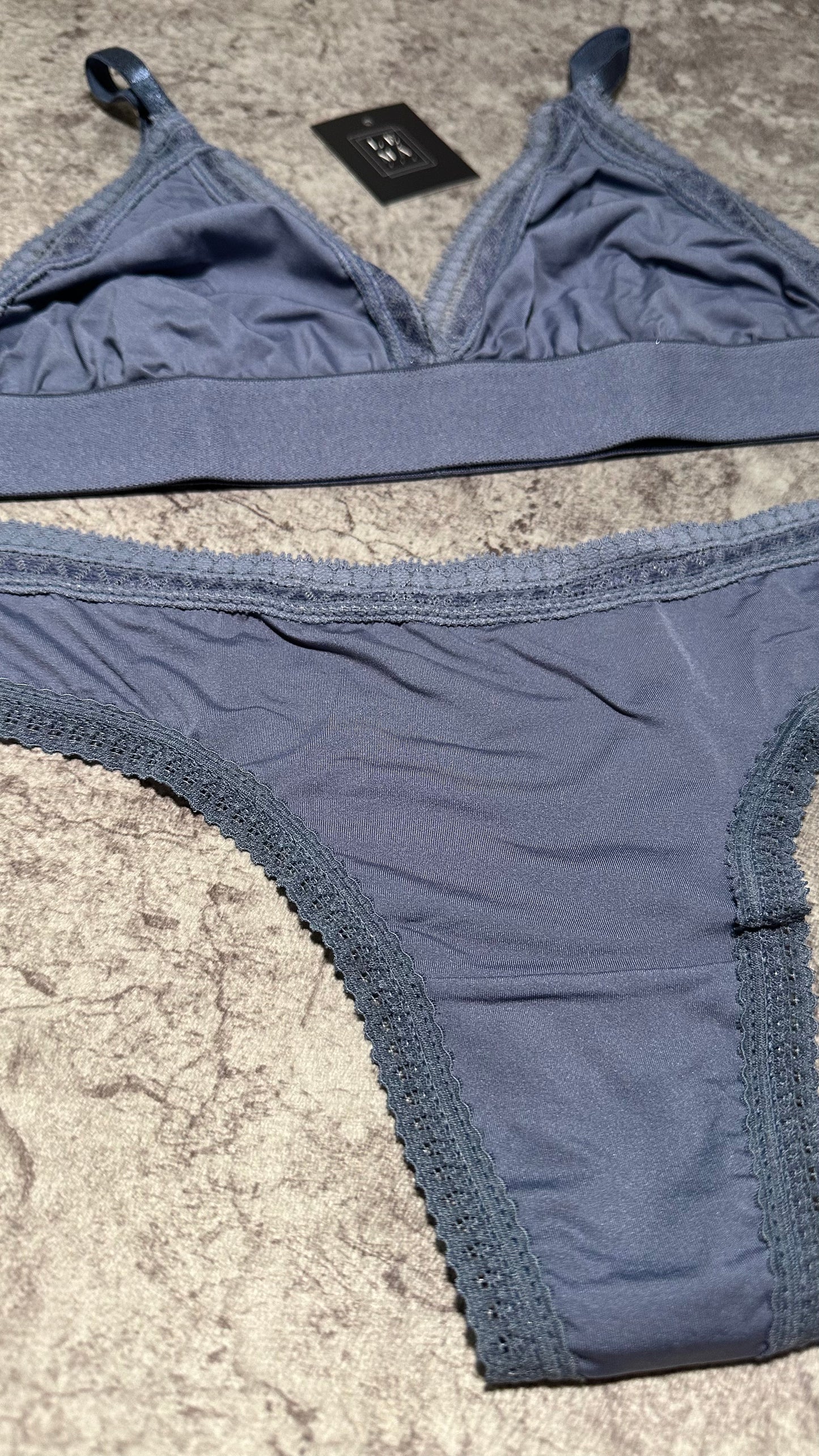 Conjunto Básico Lencería Tanga Azul Lycra 535